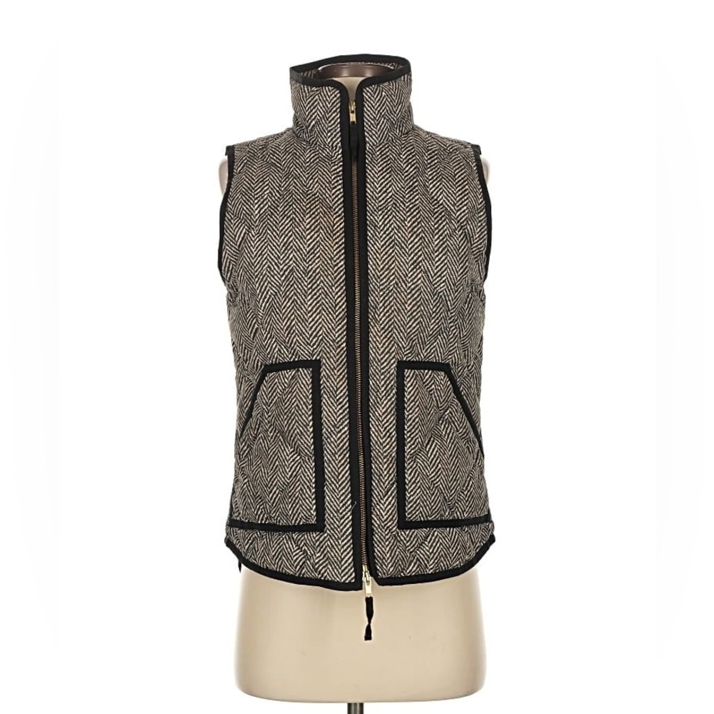 J. Crew Black and Tan Herringbone Vest